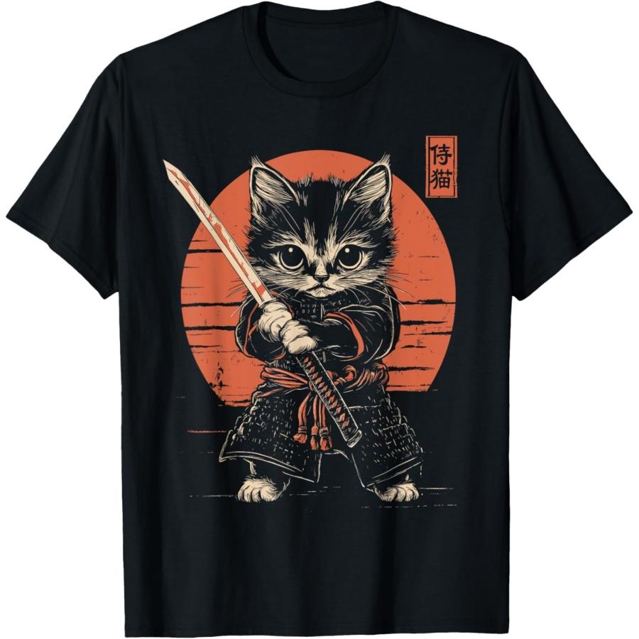 

Japanese Samurai Cat Kawaii Ninja Cat T-Shirt XXXXXL чорний