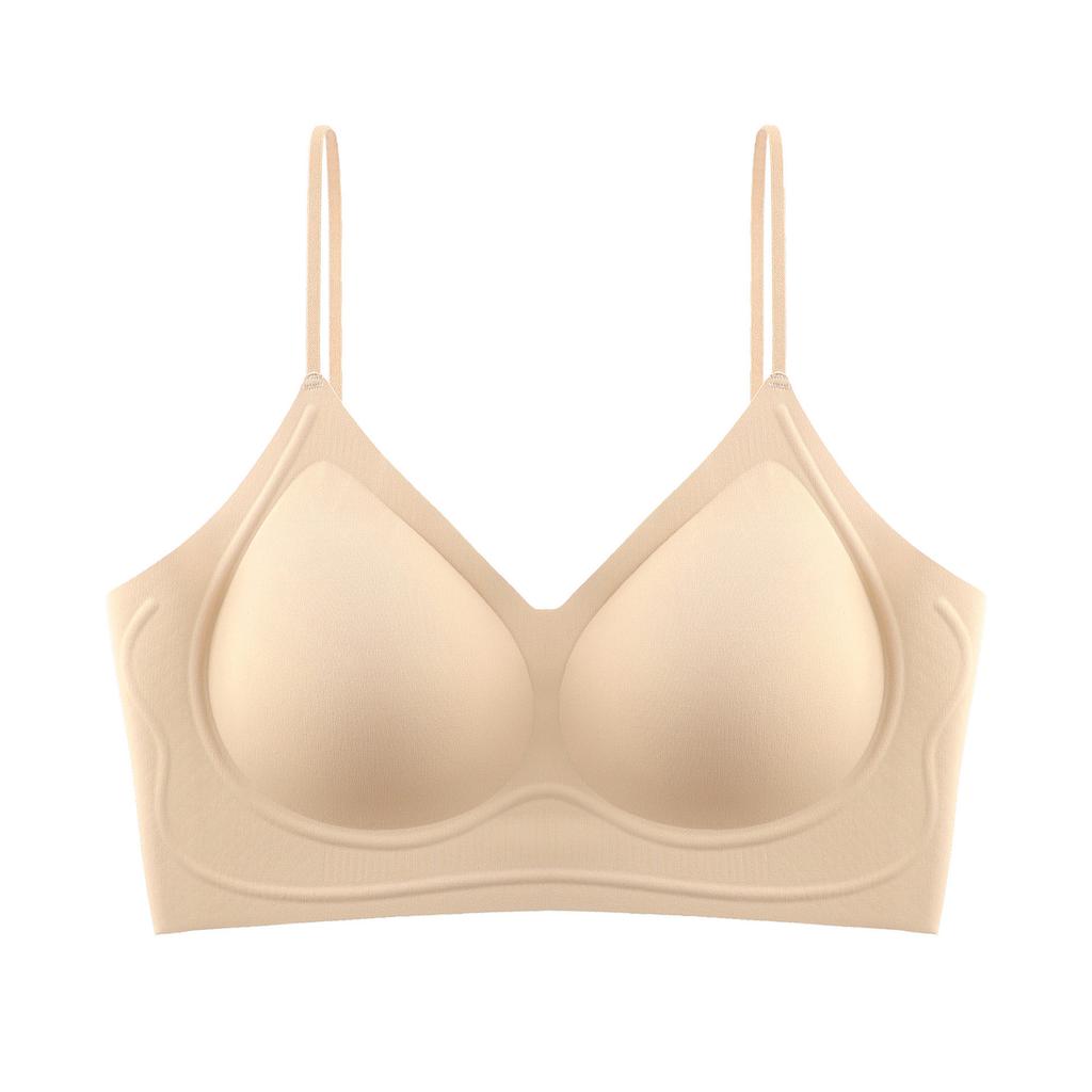 Traceless steel ring-free liquid foundation, thin shoulder strap underwear, women's nude soft support vest type breast bra cover