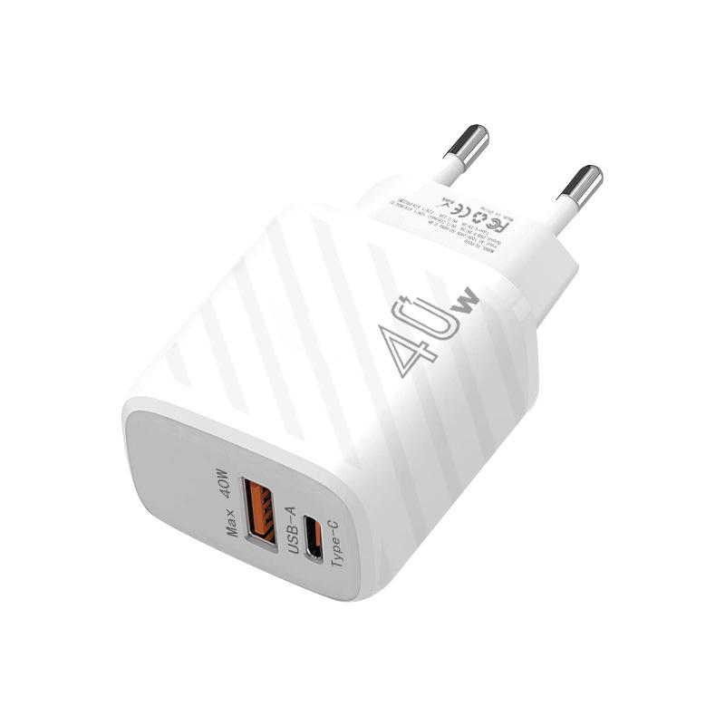 Dual-Port 20W QC+PD Fast Charger Adapter for Huawei, Apple, Samsung