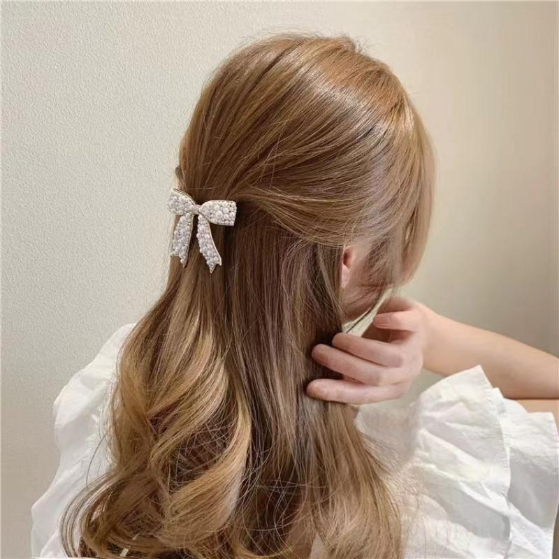 New Korean Sweet Simulated Pearl Bowknot Hairpins Barrettes For Women Fashion Hair Accessories Hair Clips