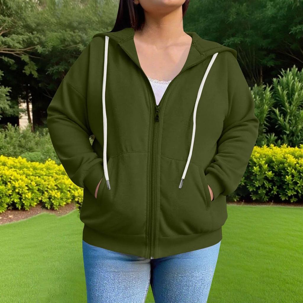 Women's Plus Size Fashion Casual Long Sleeve Solid Color Hooded Sweatshirt Tops