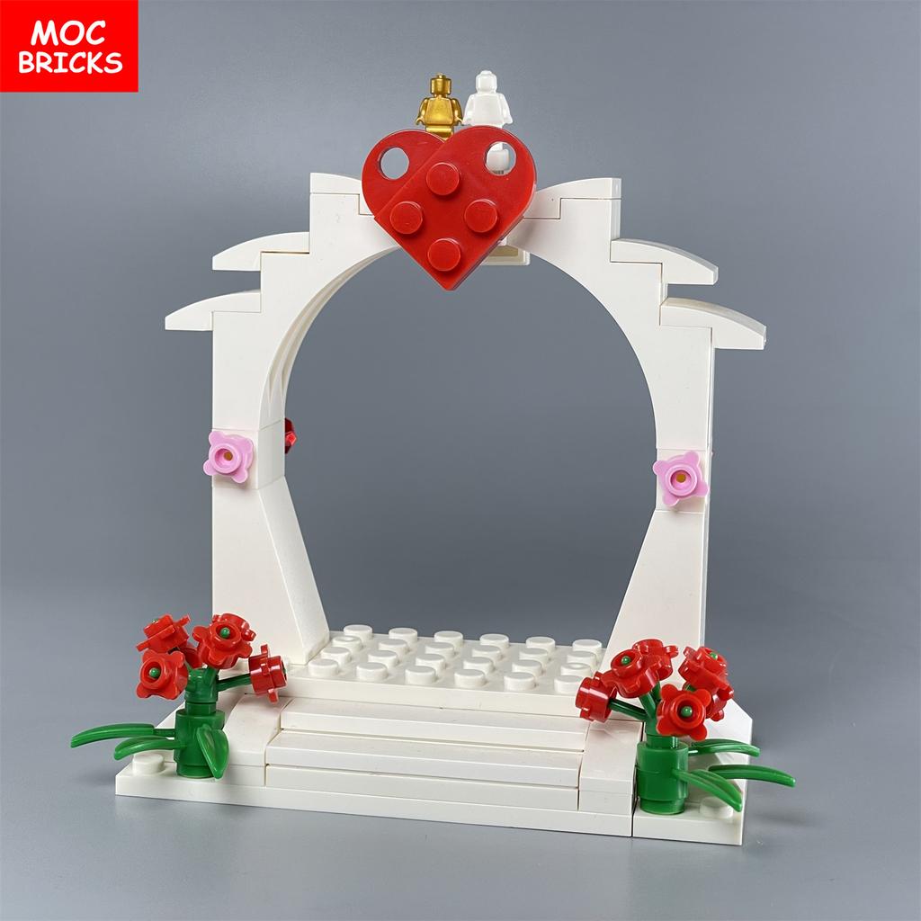 Non-Toxic Moc Bricks Window Fence Arch White Winter Snow Horse Figure City Architectural Church Accessories Children Christmas Toys