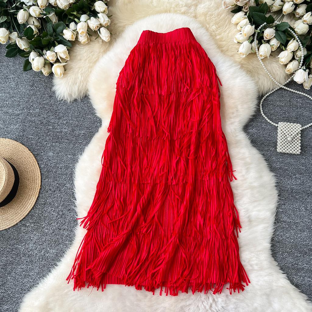 Sommer Damen Quaste Büro Arbeit Lang Midi Slim Bodycon Bleistiftrock