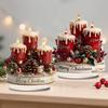 Christmas Tabletop Sign 2D Acrylic Desktop Sign with Candles Pine Cones Red Berries Pattern for Holiday Tiered Tray Home Party Decor