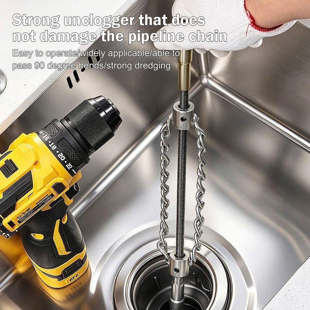 Detachable Design Dual Chain Unclog Tool Household Drain Cleaner  Toilet Pipe Dredging