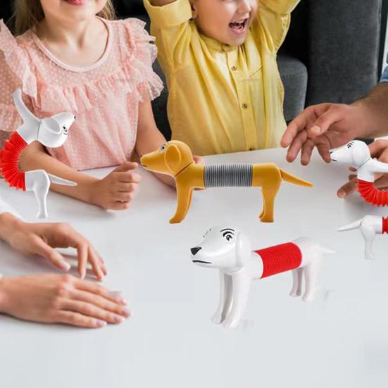 Fidget Pipe Toy Stress Relief Vent Toy DIY Telescopic Colorful Dog Stretch Tube Decompression Toy Children Gift