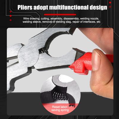 8 Inch Multi-Function Welding Pliers Flat Mouth Pincers Refined High Hardness Mig Welding Auxiliary Tool Removing Wire Cutting