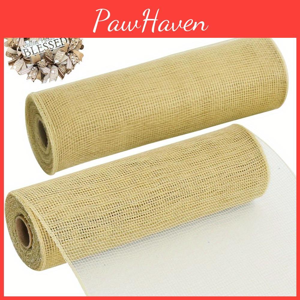 25cm Decorative 2 Rolls White Mesh Ribbbon Rolls Fabric Mesh For Mesh Wreath Supplies Front Door Wreath Crafts Tree Decor