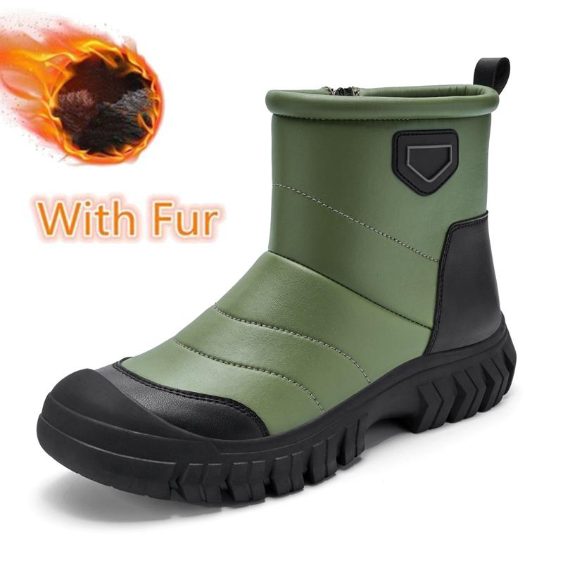 

Male Non Slip High Top Winter Boots Outdoor Leather Motocross Boots Mens Motorcycle Shoes Stylish Hiking Winter Plush Snow Botas 45