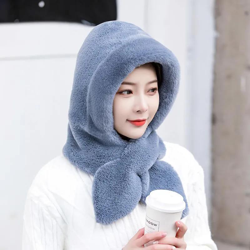 WTEMPO Women's Autumn Winter Casual Versatile Ear Protection Hats Retro Elegant Warm Thickened Soft Solid Color Windproof Cold-proof Hats