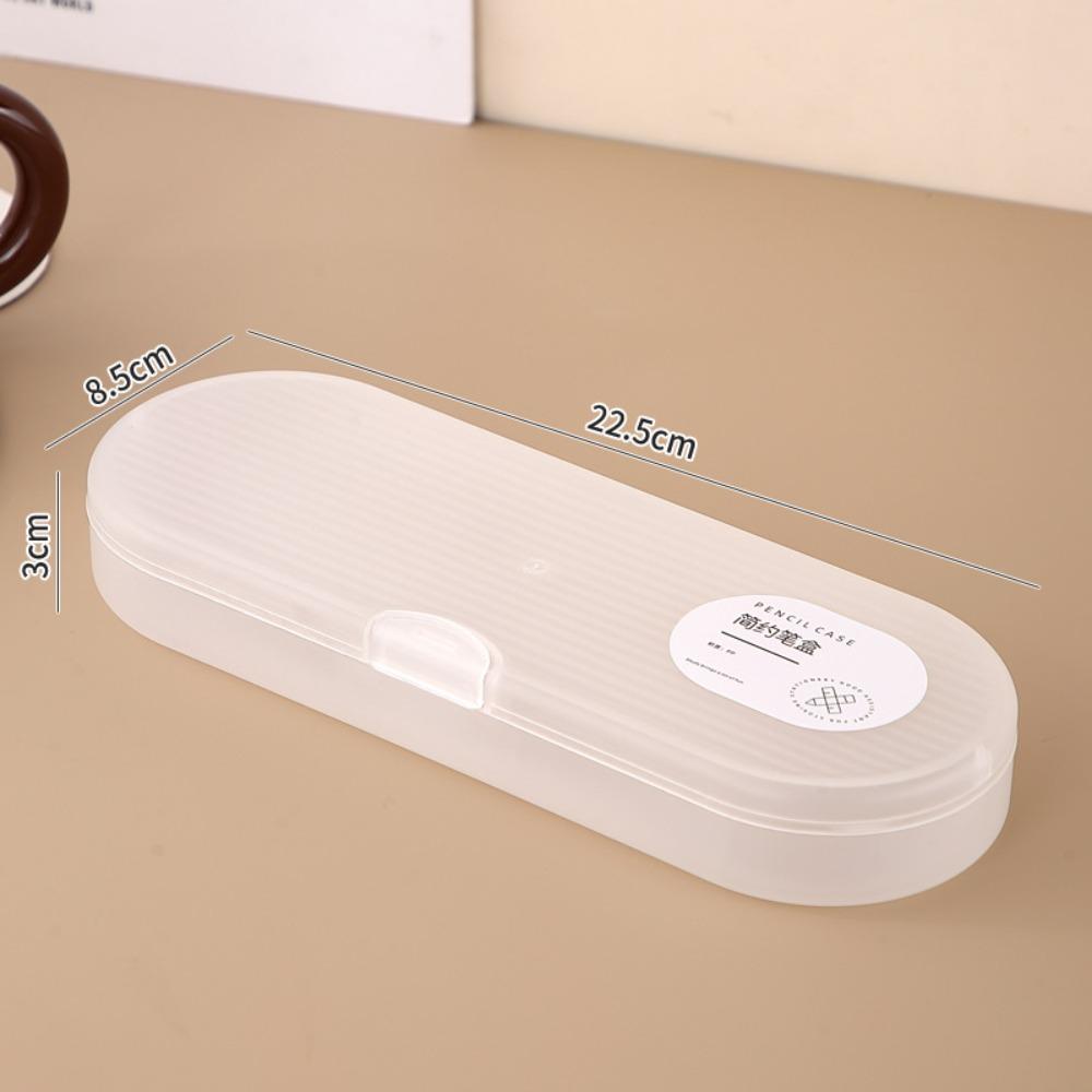 Plastic Stationery Box Transparent Pen Box High Quality Storage Box  Student White S 02