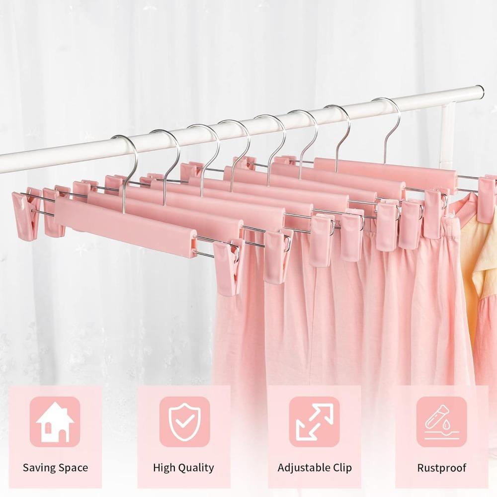 Hosenbügel mit Clips, Rockbügel, 360° drehbare Haken, platzsparende Kleiderbügel für Hosen, Röcke, Kleidung, Jeans