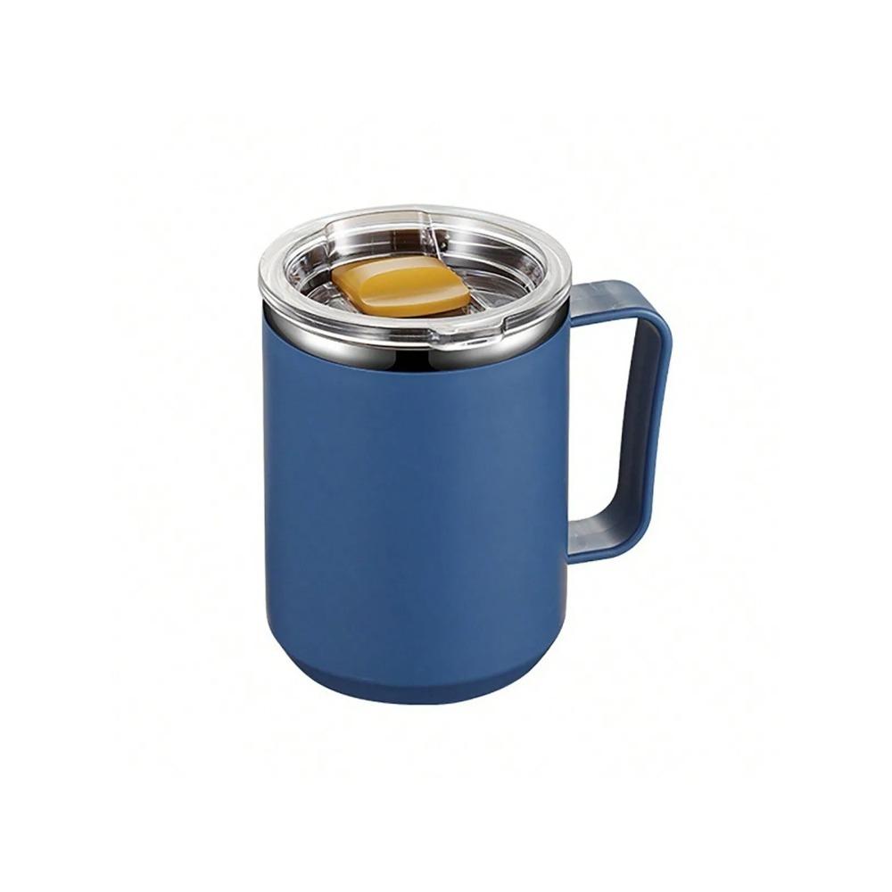 

Кофейная кружка Leeseph из нержавеющей стали с ручкой и раздвижной крышкой, термокружка с двойными стенками, для кемпинга на открытом воздухе 401-500ml темно-синий