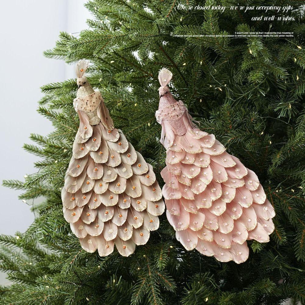 Realistic Feathers Christmas Peacock Decoration Shimmering Peacock Doll Toy 2025 Navidad Decor