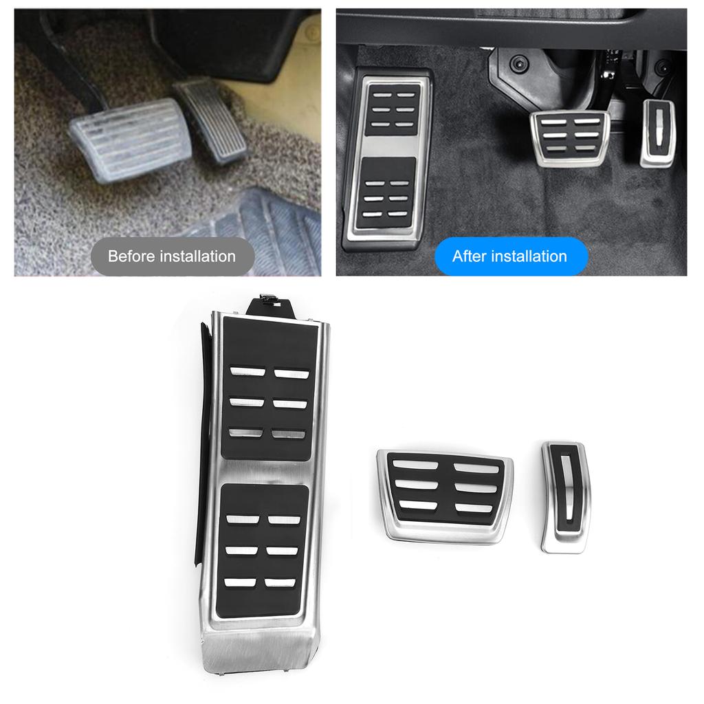 3PCS Accelerator Brake Reast Pedal Stainless Steel Replacement for A4 B8 S4RS4 LHD Automatic