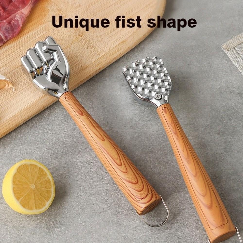 Creative Double Sided Meat Tenderizer Fist Shape Heavy Duty Meat Hammer Wood Handle Loose Meat Hammer Cooking