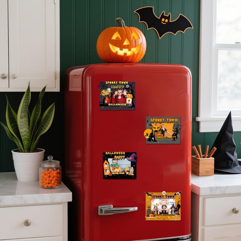 CT488-492 Halloween Magnetic Picture Frame - Holiday Photo Display Decor with PVC Fridge Magnet for Spooky Party Celebration
