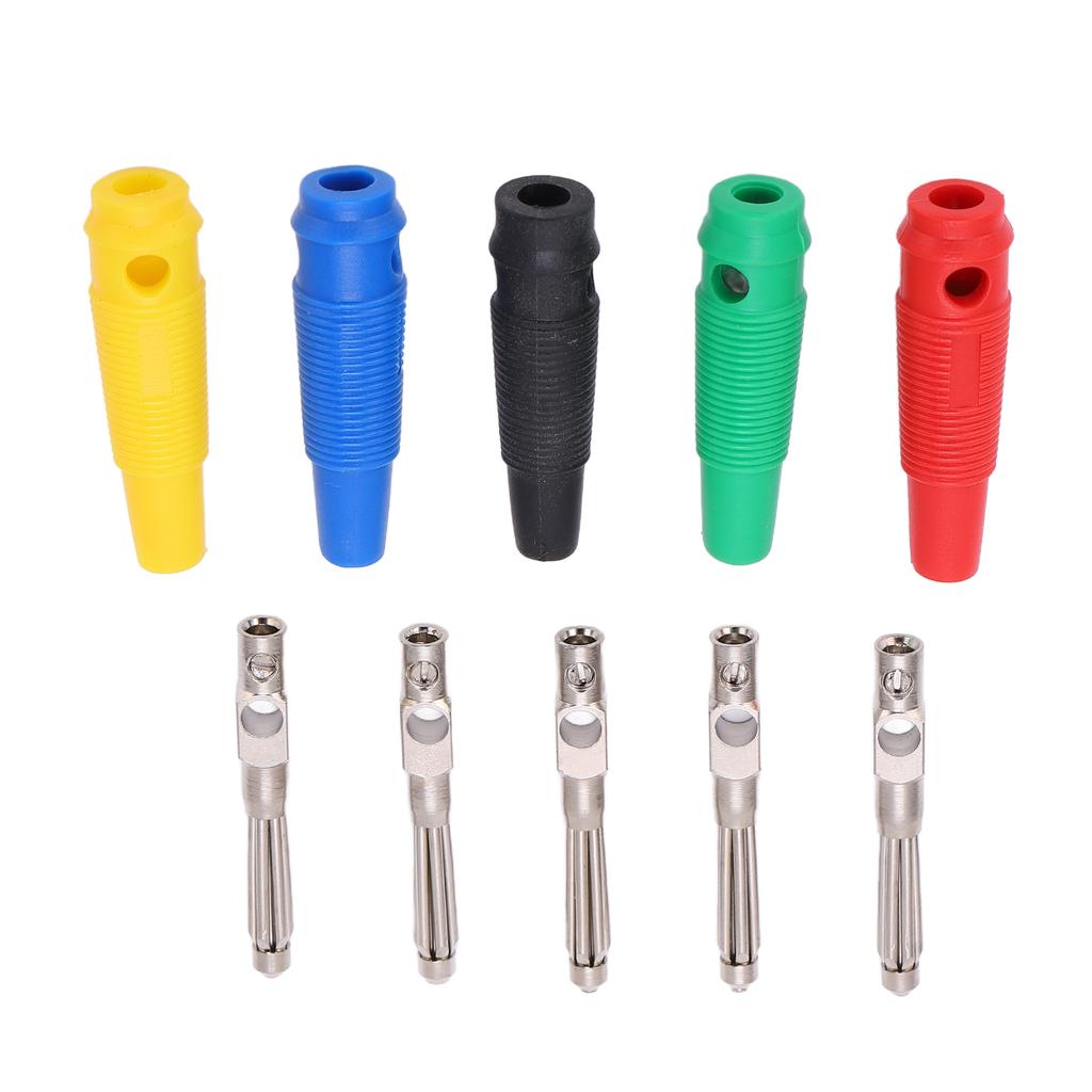 10-pakning 4mm 7-pinners bananplugg 1000V 32A stabelbar bananplugg hannkontakt med myk hylse for lydkabel