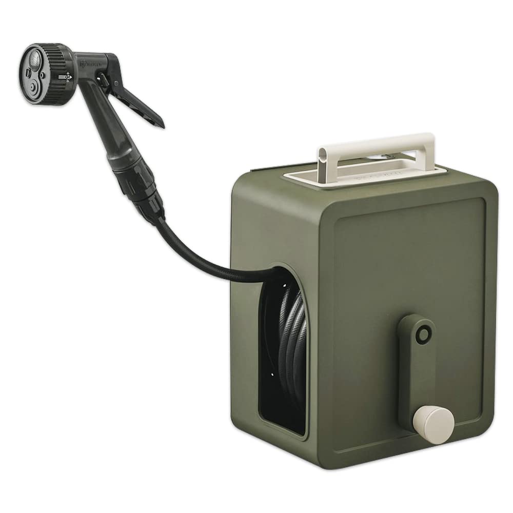 

Iris Ohyama 15m Full Cover Compact Hose Reel FCH-15MP Khaki, Space-Saving, Compact, and Lightweight