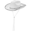 Furry Trim Western Cowboy Hat Solid Color Top Hat Fashion Sequin Cowgirl Hat  Stage Performance