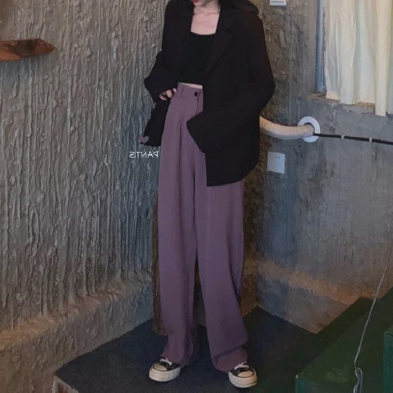 

Women s High Waist Wide-Leg Draped Pants, Casual Solid Color, Nine-Point Length for All Seasons XL