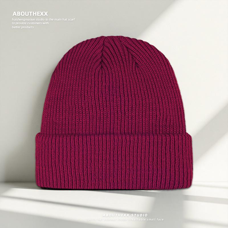 Solid Color Simple Knitted Hat for Women Autumn and Winter Warm Woolen Hat New Pullover Hat  Versatile Cold Hat for Men