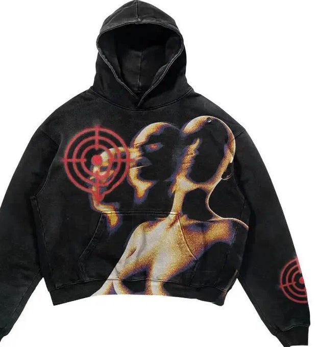 

2024 Толстовка спортивная с принтом Харадзюку, темно-синяя - Уличная толстовка для пар L