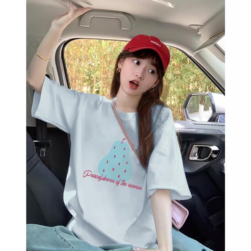 TonLion Women s Summer 2025 Round Neck Graphic T-Shirt L