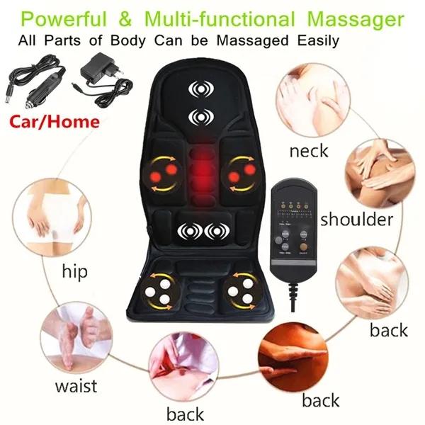 Electric Heating Car SUV Massage Cushion, Home Cushion Body Back Waist Relaxation Vibration Massage Support Pad Black