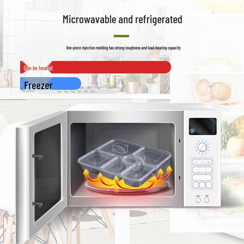 Disposable 6-Compartment Rectangular Meal Prep Containers with Lids, 150 Sets