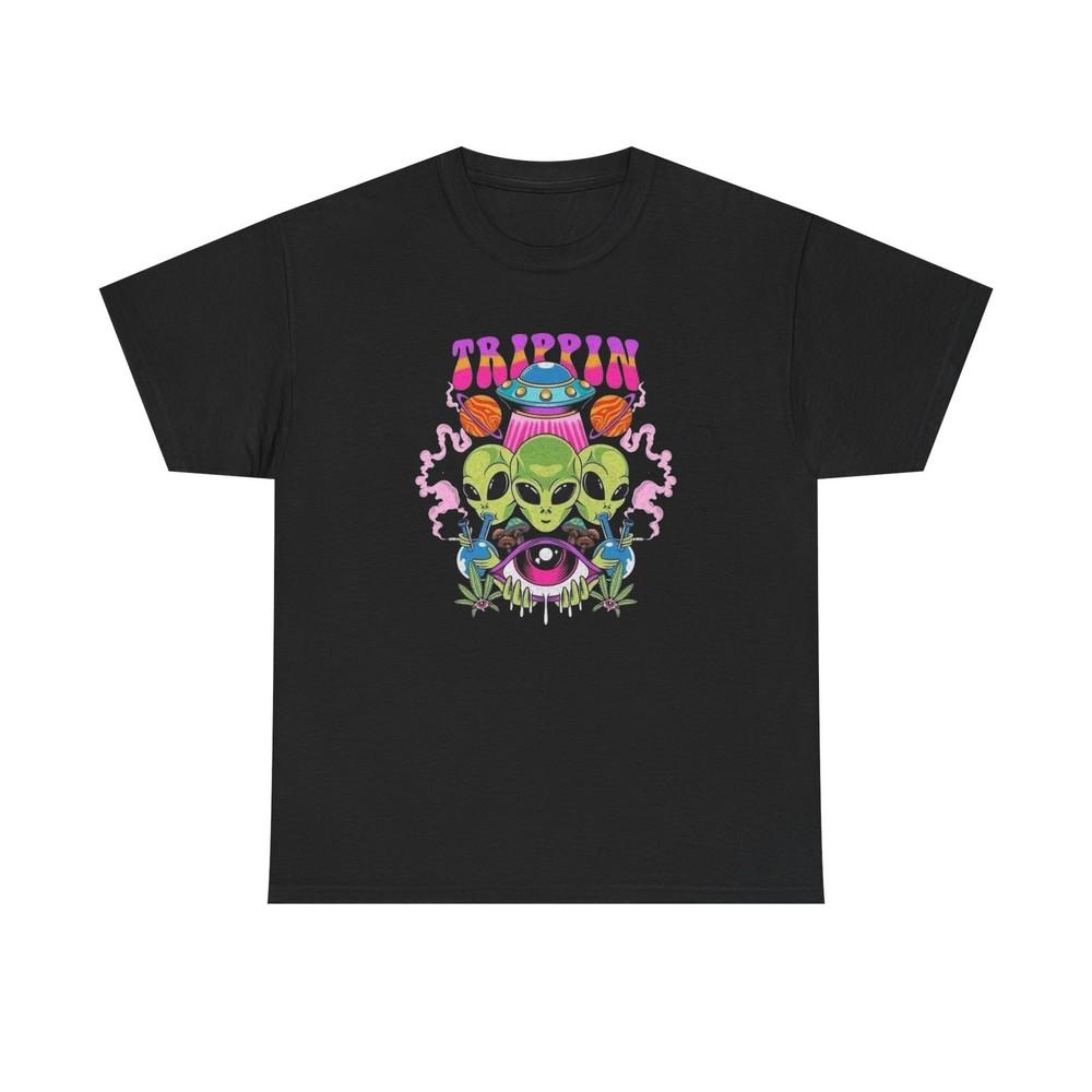 Mushrooms Trippin Funny Aliens Graphic T Shirt S-5XL NEW Unisex Heavy Cotton Tee Unisex T-Shirt S