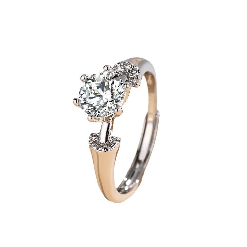 TikTok Influencer Inspired Moissanite Six-Prong Wedding Ring for Women - One Carat Jewelry