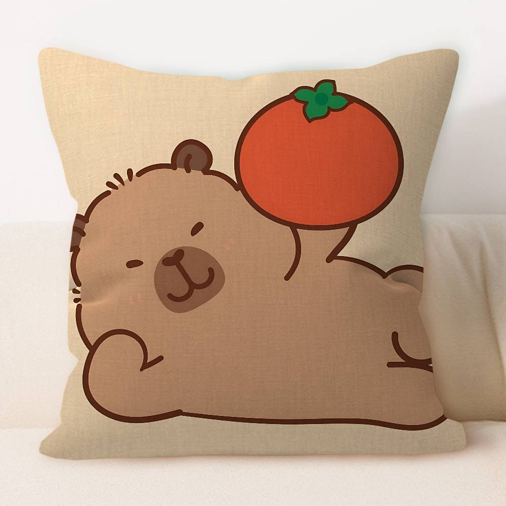 

Cartoon Capybara Hippo Pillow Cushion Cover Pillowcase Living Room Sofa Home Decor Customized 20x20Inch