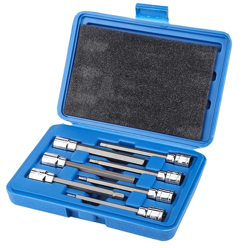 7Pcs Extra Long Hex Bit Socket Set 3/4/5/6/7/8/10 mm Drive Repair Tool Kit 10mm Hex Bit Socket