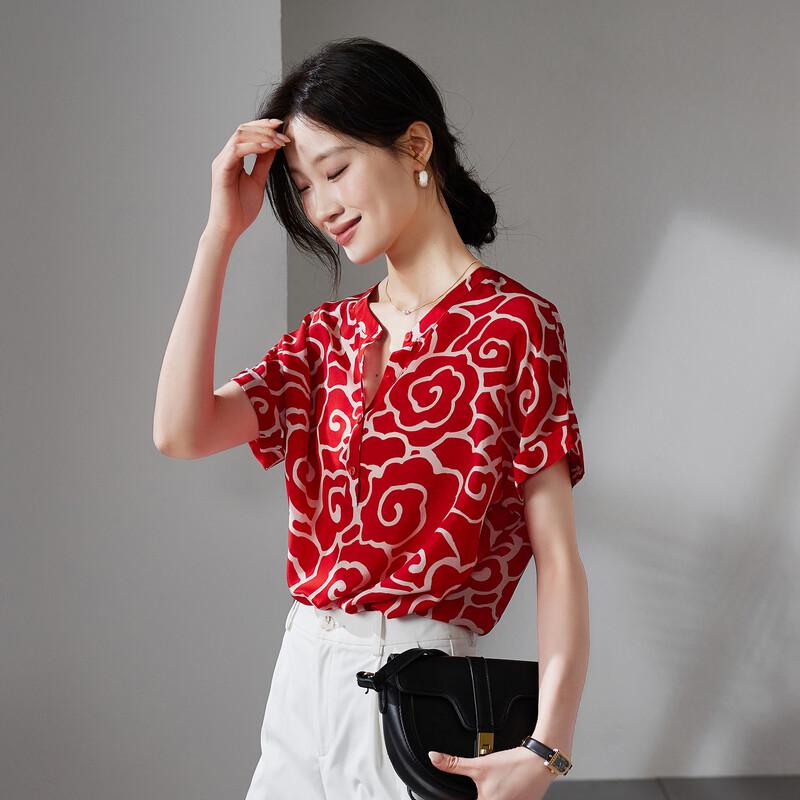 SOFSIL Women s Silk Print Short Sleeve Top M