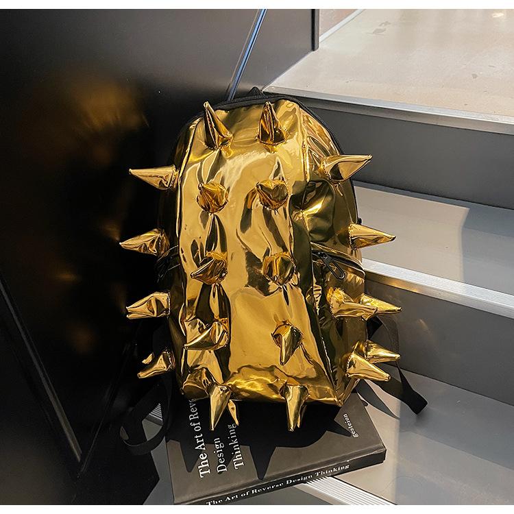 School bag trendy spike design backpack trendy cool personality glossy three-dimensional hedgehog fried street student backpack