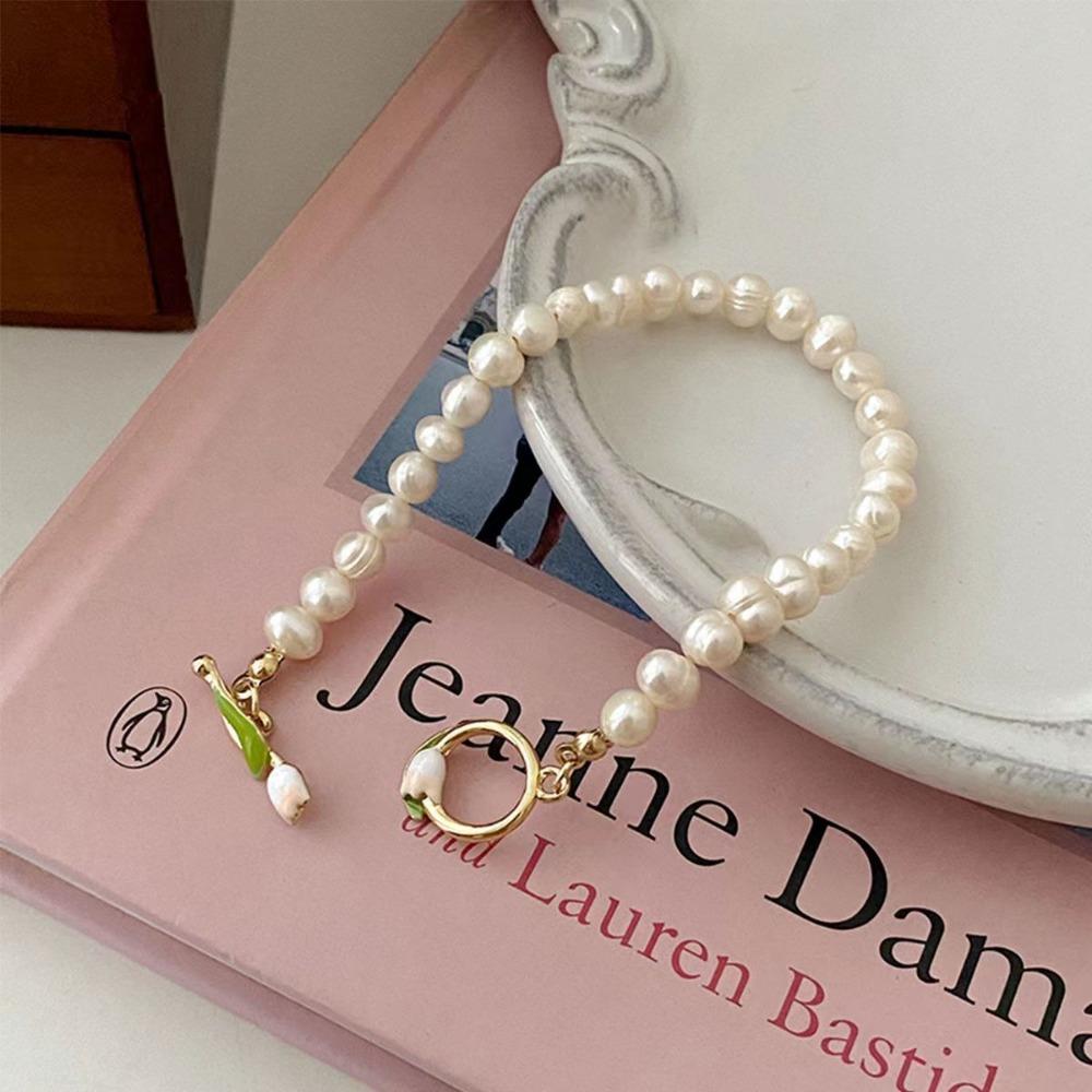 Baroque Natural Freshwater Pearl Beaded Bracelet Women's High-end Sense Light Luxury Niche Design Sense Versatile Jewelry