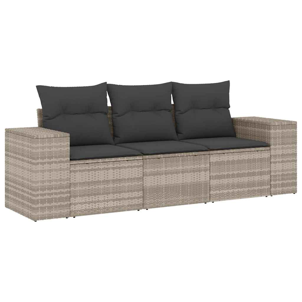 Vidaxl 3-Cz. Set Mobili da Giardino, Cuscini, Grigio Chiaro, Polyrattan