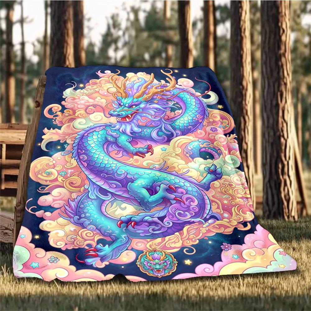 1pc Dragon FantasyOutdoor Blanket, Soft And Comfortable Blanket, Casual Warm Outdoor Blanket, Good Birthday Gift yy260328082