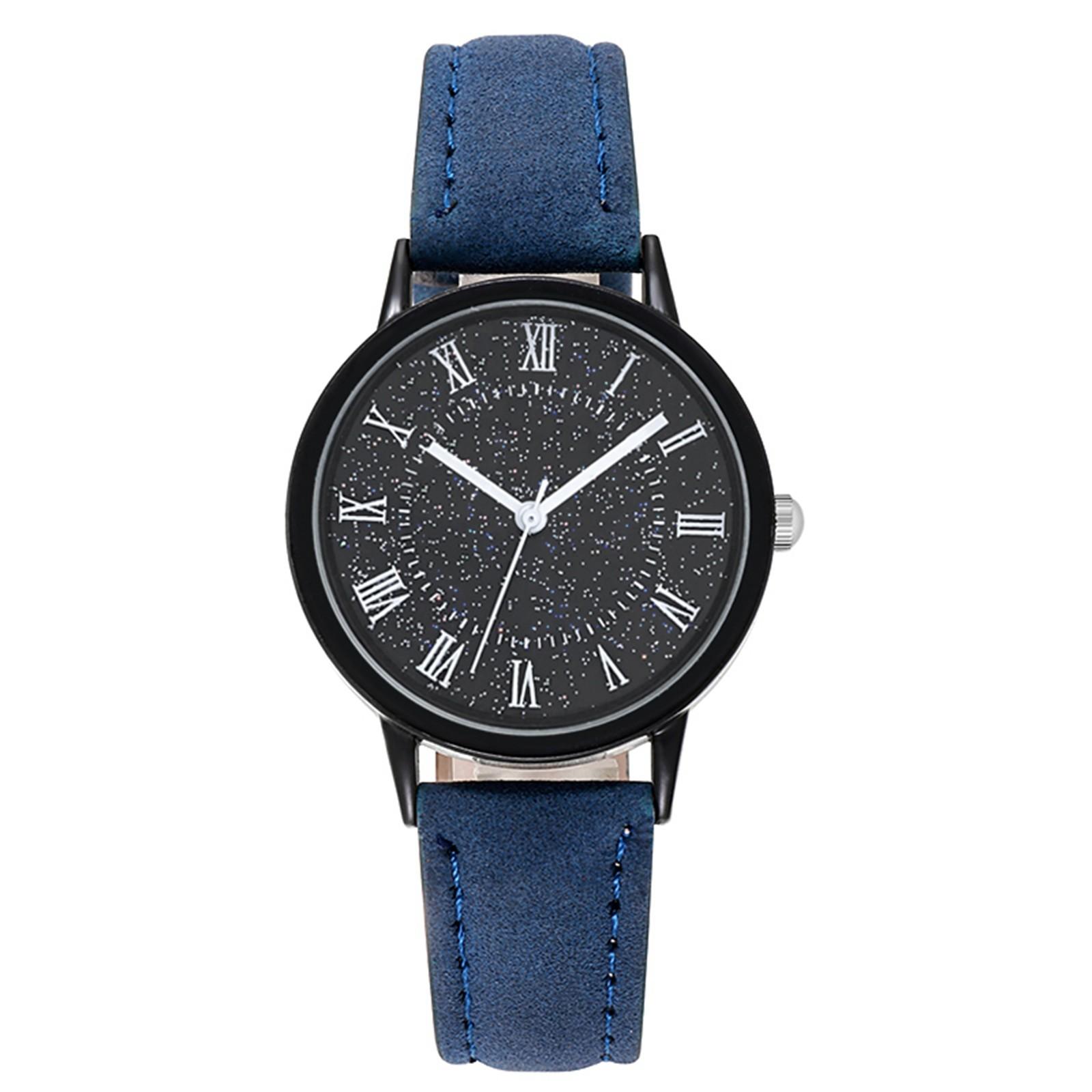 

Женские часы Кварцевый циферблат Часы Star Sky Матовый кожаный ремешок Женские часы и часы для девочек One Size синий