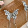 Shiny Rhinestones Butterfly Hair Claw Clips For Women Girl Vintage Long Chain Tassel Claw Clip New Chinese Style Accessories