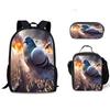 Luxus Beliebt Lustig Neuheit Taube auf Toilette 3D Druck 3Stück/Set Schüler Schultaschen Laptop Tagesrucksack Rucksack Lunchtasche Federmäppchen