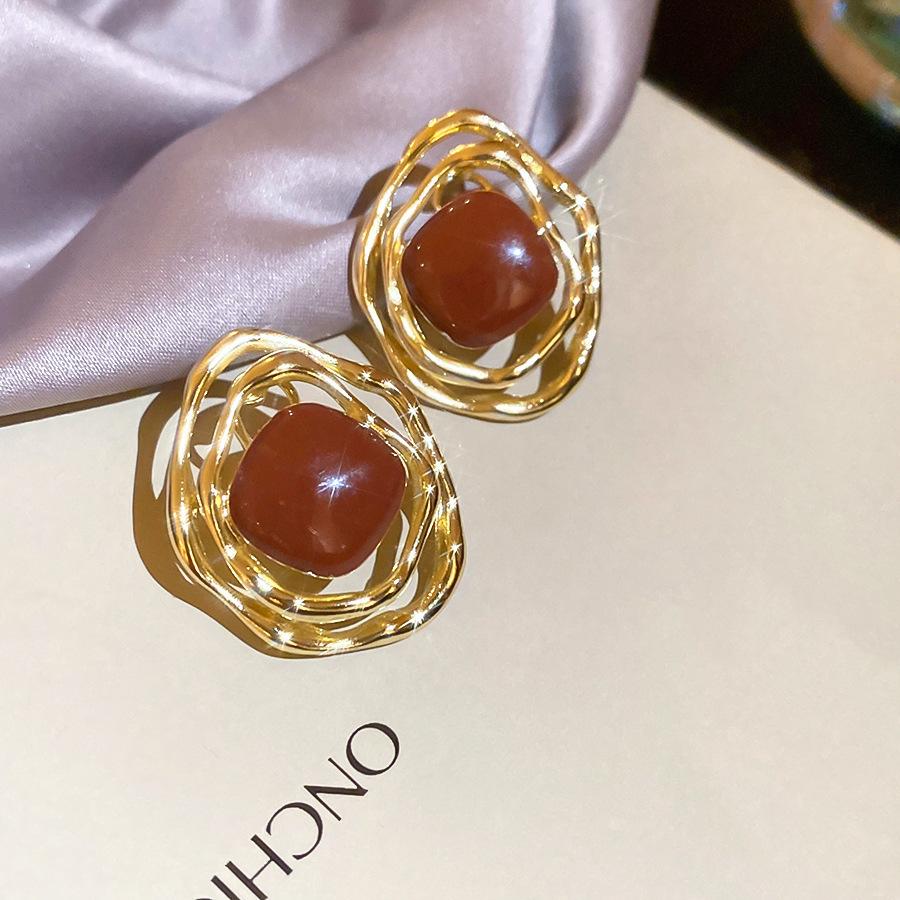 Silver Needle Monet Garden Drip Earrings French Court Style Exquisite Stud Earrings Design Sense Niche Light Luxury Earrings