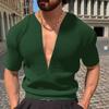 Men'S Summer Sports Fitness Casual V-Neck Stretch Solid Color Large Size Short Sleeve T-Shirt For Men