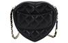 Chanel 22S Borsa a Forma di Cuore in Pelle di Pecora Trapuntata Nera con Catena Dorata e Zip a Zip Borsa a Spalla/Crossbody da Donna