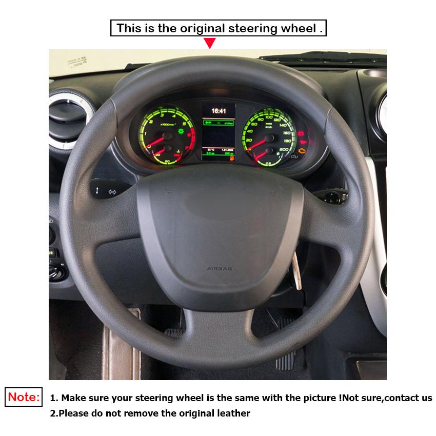 Μαύρο τεχνητό δέρμα χειροποίητο αντιολισθητικό κάλυμμα τιμονιού αυτοκινήτου για Lada Granta 2011 2012 2013 2014 2015 2016 2017 2018