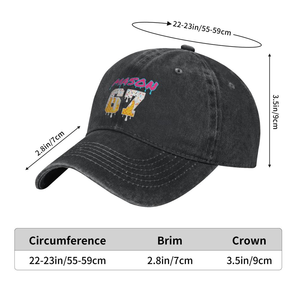 Six Seven Ice Cream Drip Sport 67 Fun Mason Meme Washed Baseball Cap Sun Trucker Hat Summer Male Outdoor Sport Snapback Cap