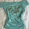 Y2K Millennium Sweet Spicy Asymmetrical Collar T-Shirt Womens Mint Green Floral Rhinestone Short Sleeve Slim Fit Vacation Top