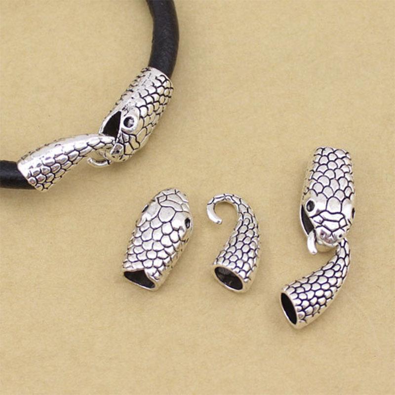 10er-Set Metall-Schlangenverschlüsse für Schmuckherstellung, Endkappenverbinder passend für 7 mm Lederkordel, DIY-Armband- und Halskettenzubehör