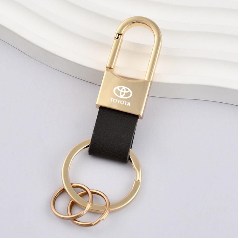 Car Vintage Leather Keychain Ring Zinc Alloy Chain Key For Toyota Hilux Aygo Yaris Ractis Corolla Camry CHR Auris Tacoma Cruiser